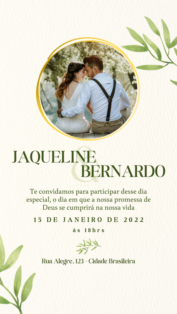 convite de casamento com foto para editar online