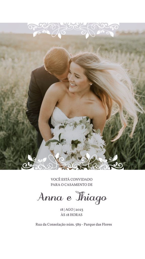 convite de casamento com foto para editar online